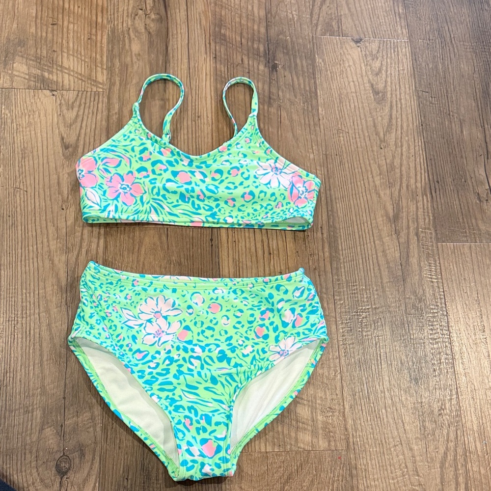 Art Class Bikini Set - Green and Pink Floral size 10/12